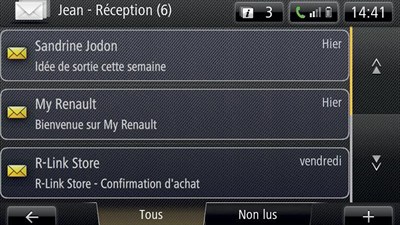 Renault R-LINK 2 notification screen