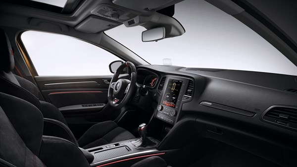 Renault Megane R.S. view of the dashboard from the passenger seat