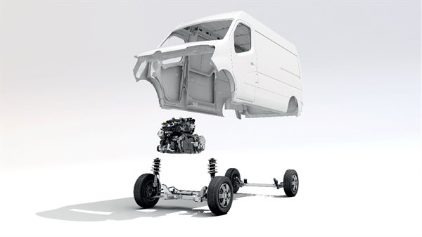 A image of dismantle Renault Master showcasing it parts