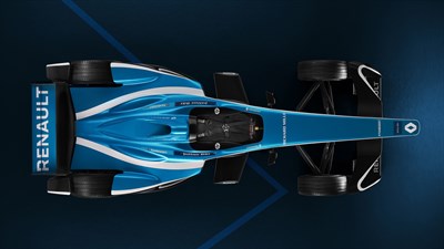 A top view of the Renault FORMULA E car