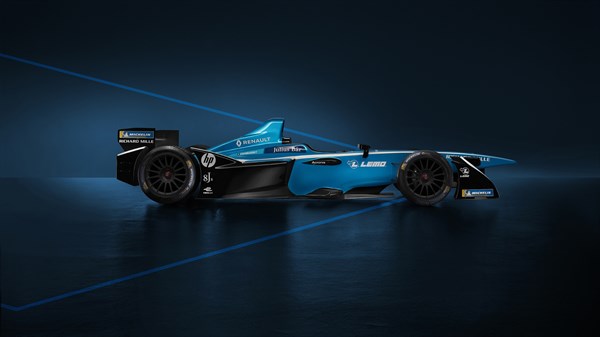 A side view of the Renault FORMULA E car