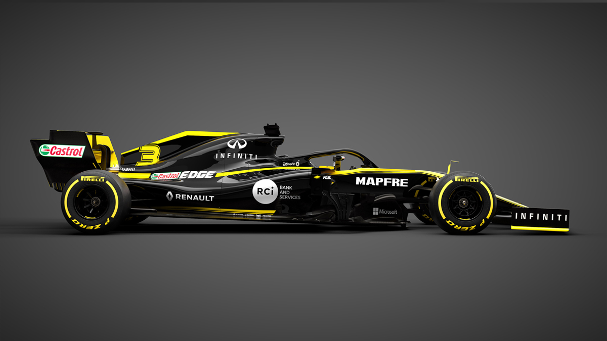 Renault F1 and partner logos against a black background